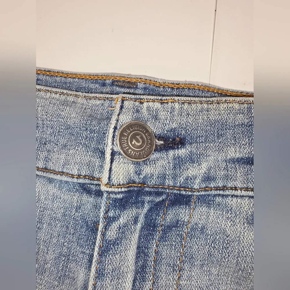 True Religion Men's Distressed Rocco Jeans Relaxed Skinny Size 36 Blue L-3331